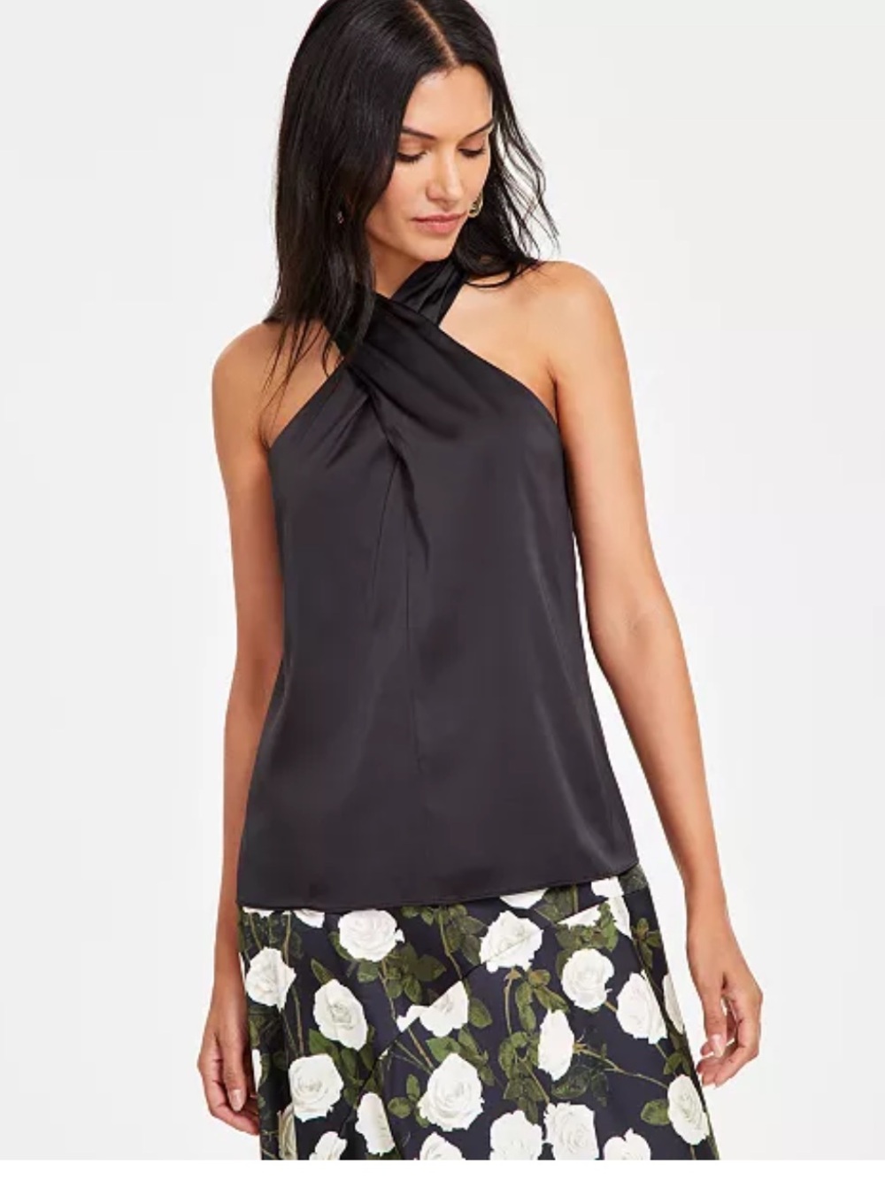 New With Tags! INC Sleeveless Black Halter Shirt Size Large